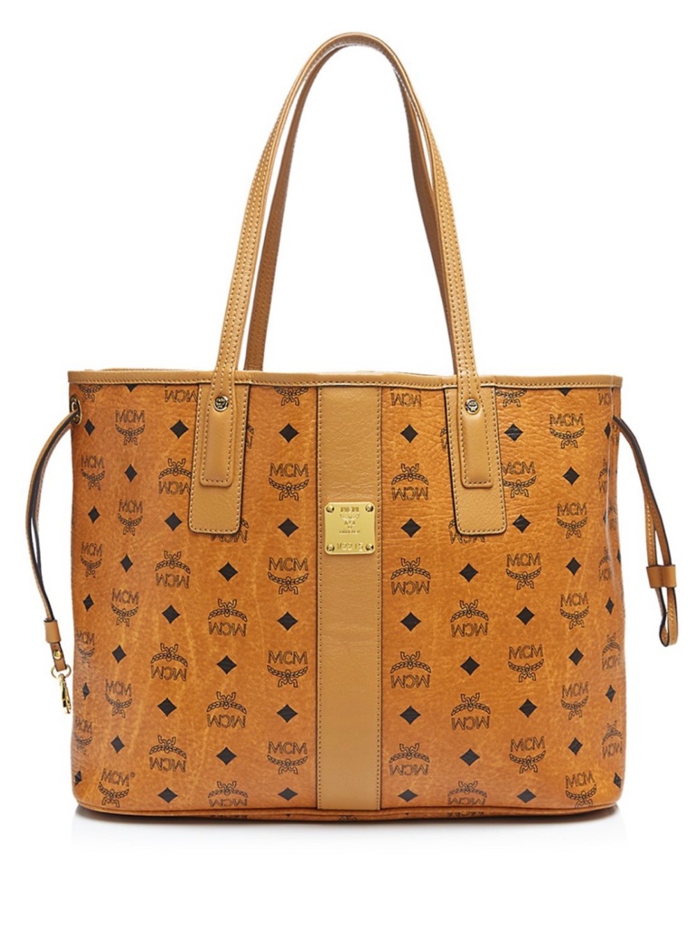 MCM Liz Reversible MD Tote. Cognac/Gold.
